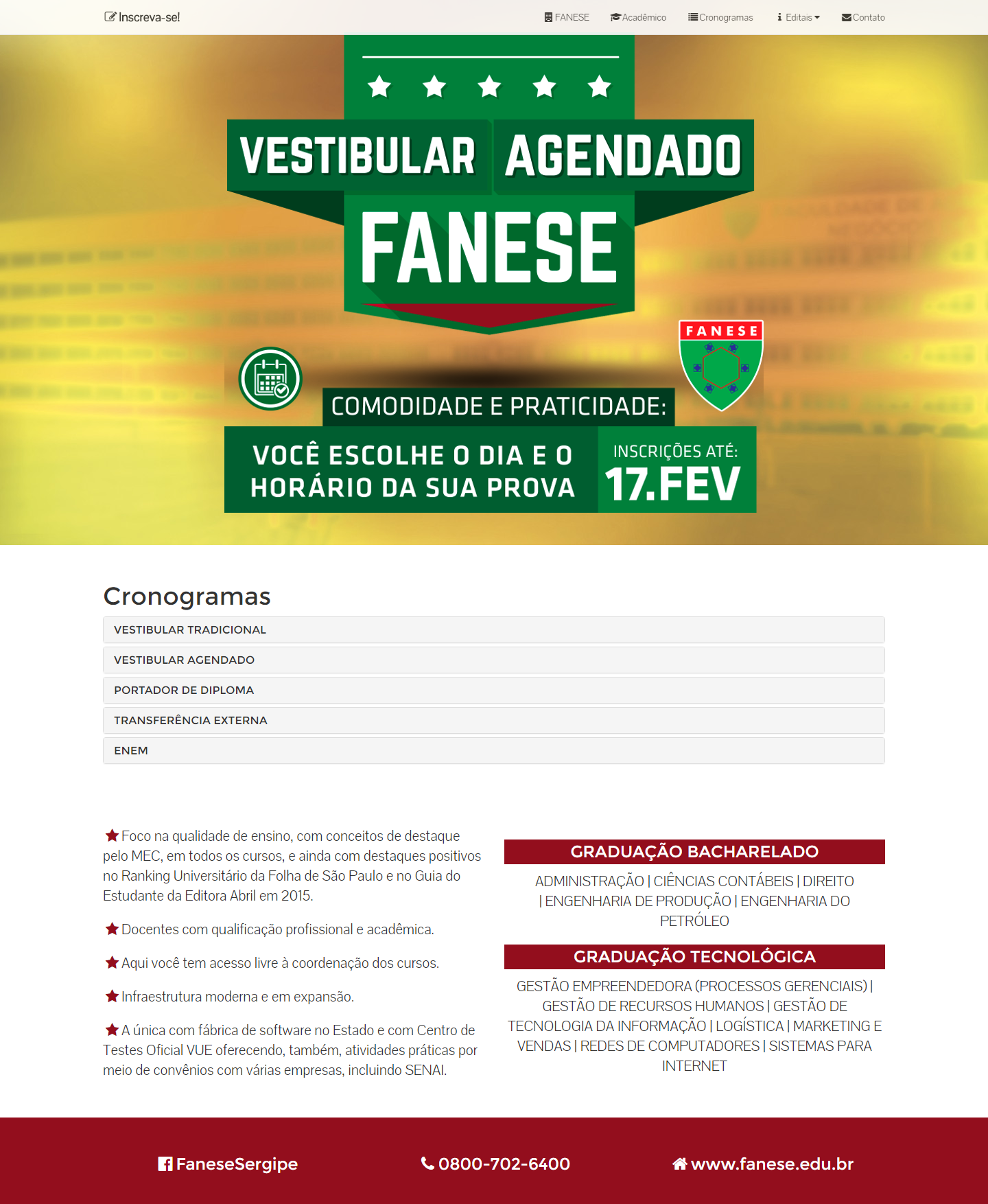 Vestibular Agendado FANESE